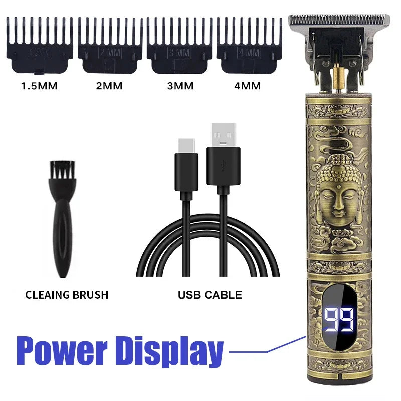 Vintage Hair Clipper Cordless Trimmer portable USB Fast Charging Hair Cutting Machine Electric Shaver Barber Professional Barber