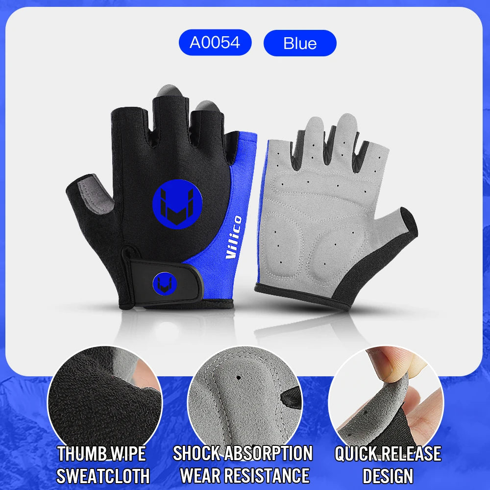 Cycling Anti-slip Half Finger Gloves MTB Bike Bicycle Gloves Pad Men Women Breathable Anti-shock Sports Gloves