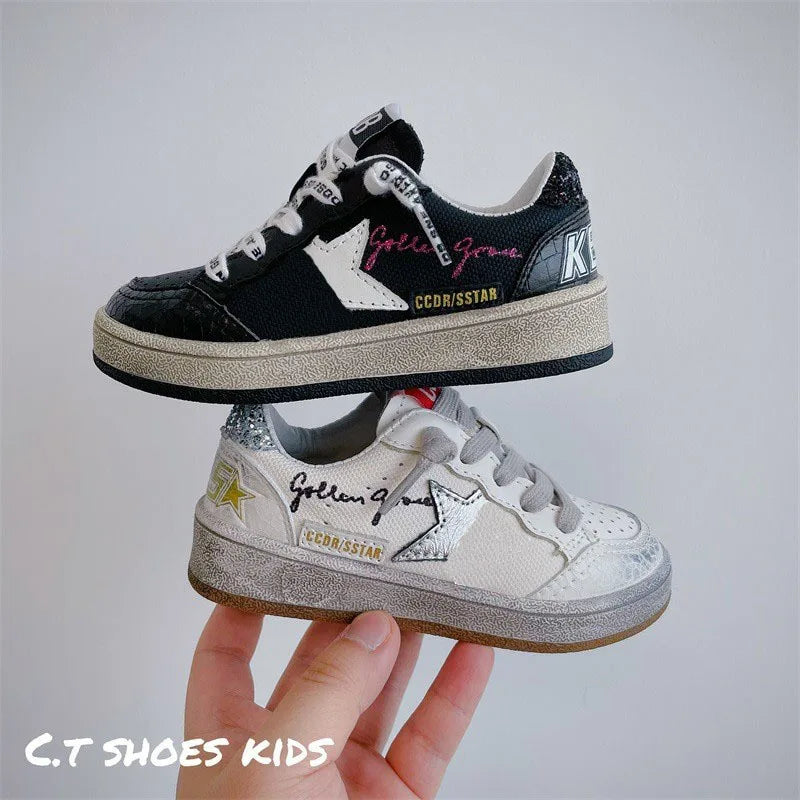 Boys Spring Autumn Soft Soled Comfortable Sports Children Casual Shoes Korean Version Fashion Retro Girls Star Board Shoes