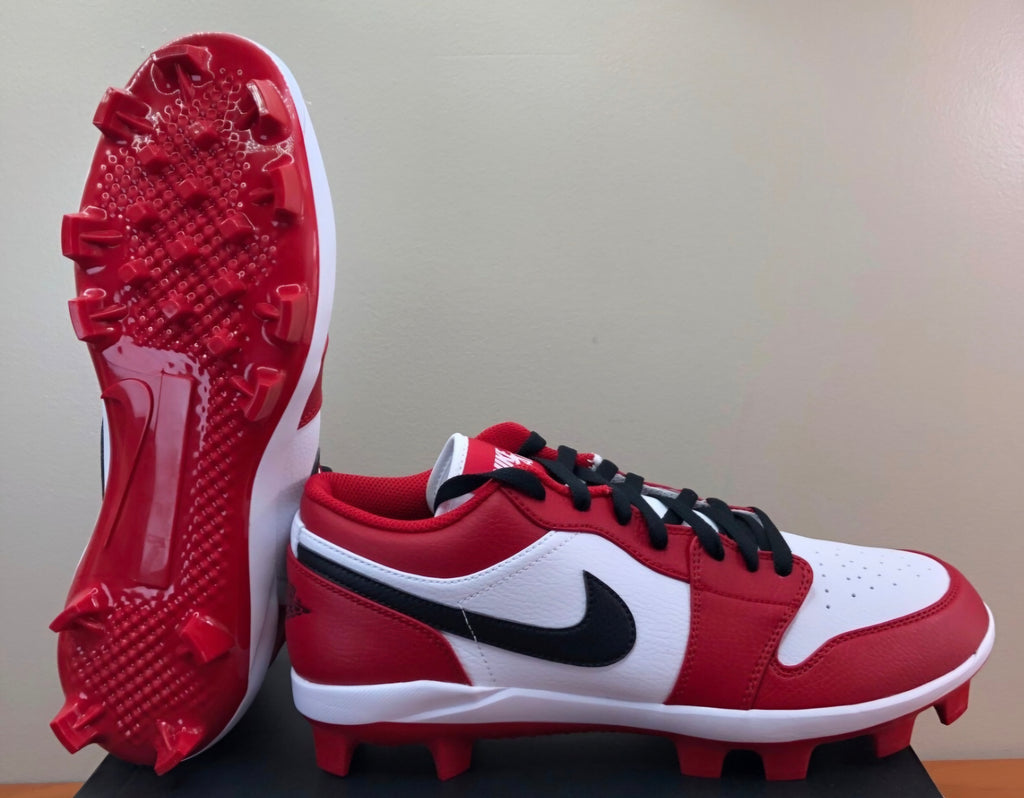Nike Air Jordan 1 Retro Low MCS Baseball Cleats - Chicago Red/White/Black - Men’s Size 14